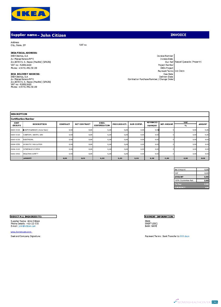 Download USA Ikea invoice Photoshop template